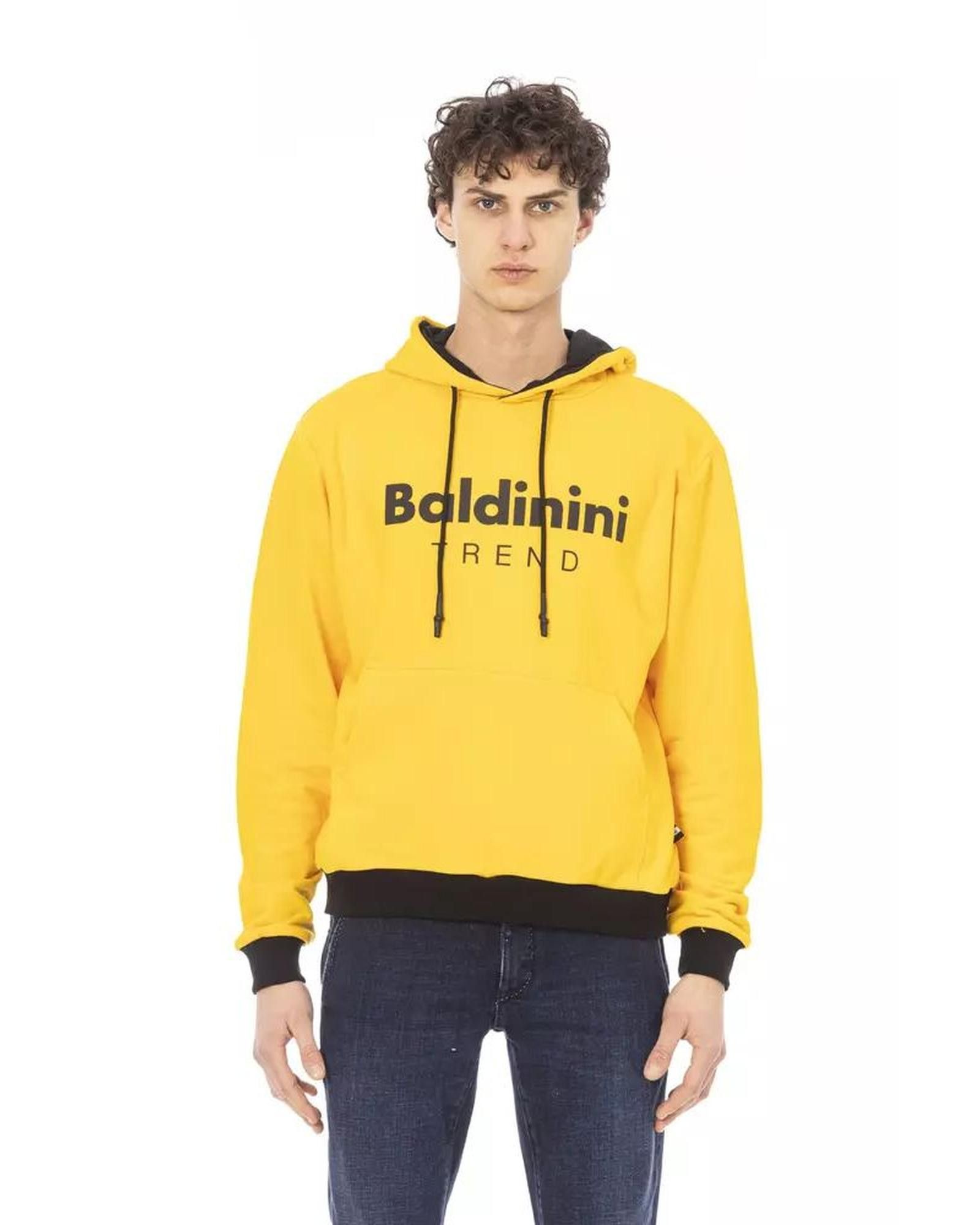 image of Baldinini Brushed Hoodie With Front Logo And Maxi Front Pocket in Yellow, Men's (Size 2XL)