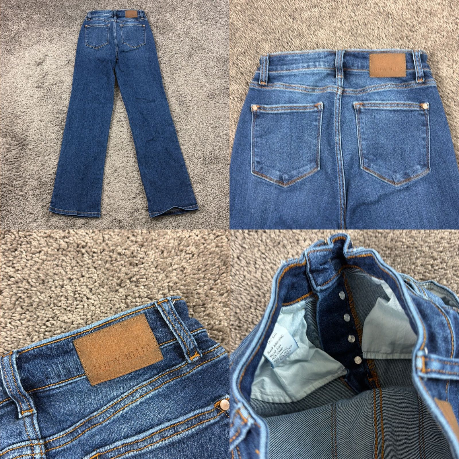 Vintage Judy Blue Jeans Womens 5 Straight Leg High Rise Denim Stretch 24x31 Blue Jeans | 24x31 | Regular Rise | Stretch | Dark Wash | Size 5 Size 27" / US 4 / IT 40 - 8 Thumbnail