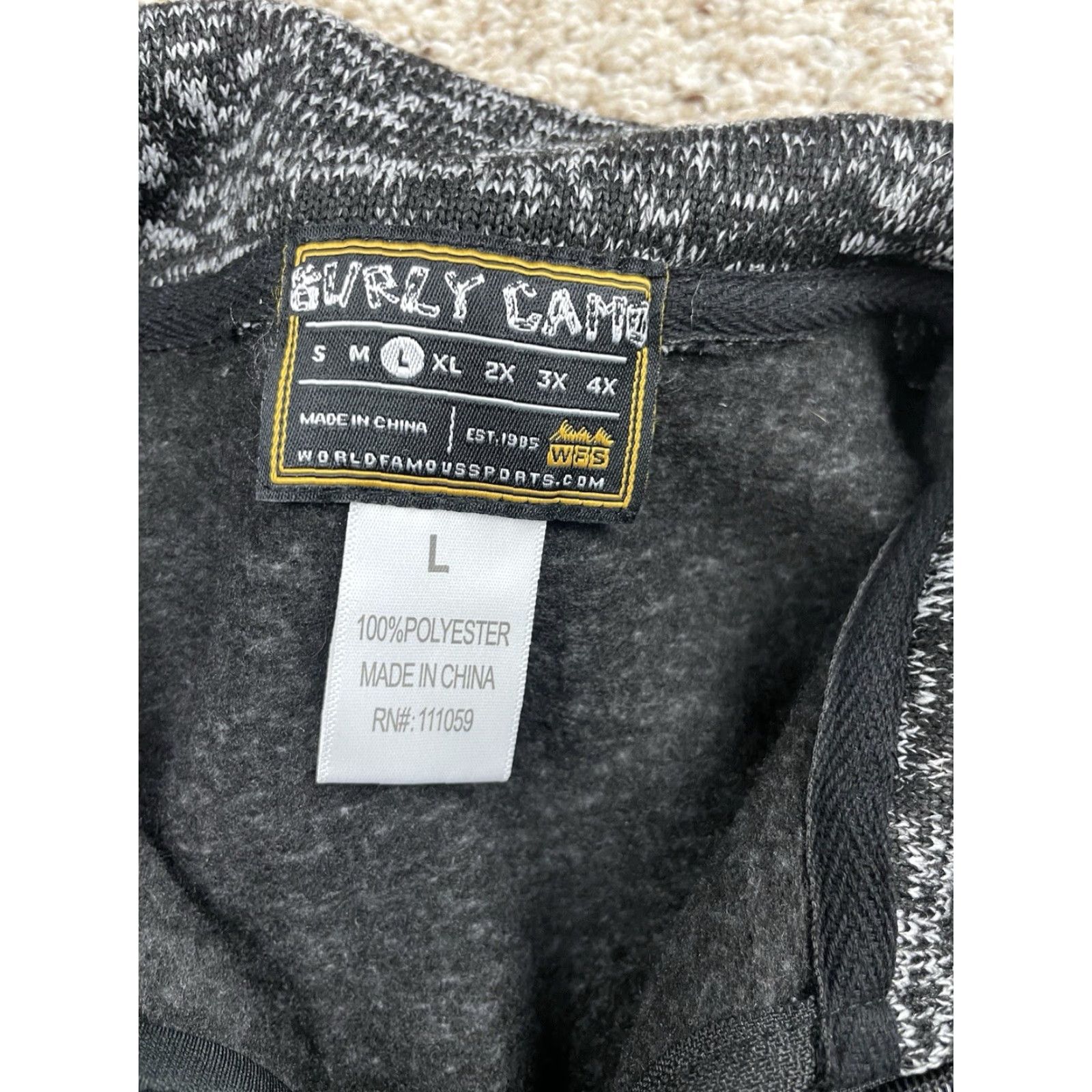 Vintage Burly Camo WFS Fleece Jacket Large Mens Charcoal Gray Full Zip Mock Neck Pockets Size US L / EU 52-54 / 3 - 5 Thumbnail