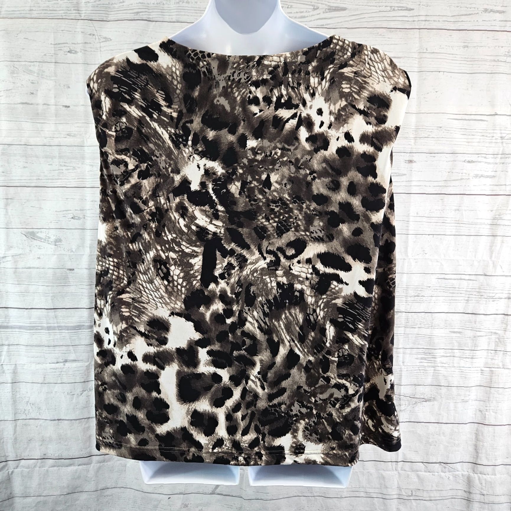 Kenneth Cole Kenneth Cole Womens Top 3X Black Gray Animal Print Sleeveless Polyester Blend Blouse Size XXL / US 16-18 / IT 52-54 - 3 Thumbnail