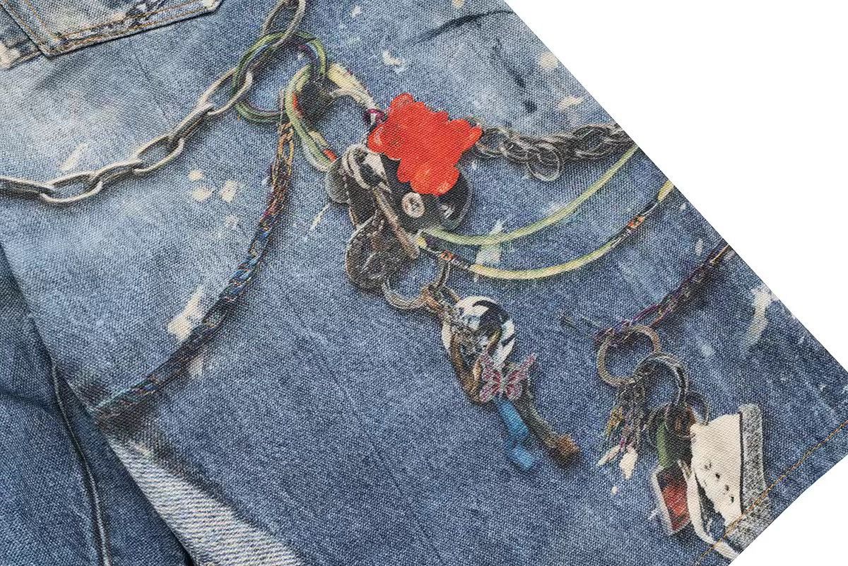 Other Patchwork Baggy Printed Loose Wide Leg Shorts Y2k Size US 31 - 9 Thumbnail