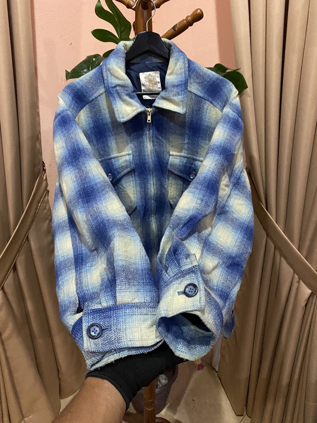Japanese Brand Belle Paule Vintage Blue Plaid Wool Jacket - Retro Zip-Up Size US M / EU 48-50 / 2 - 8 Thumbnail