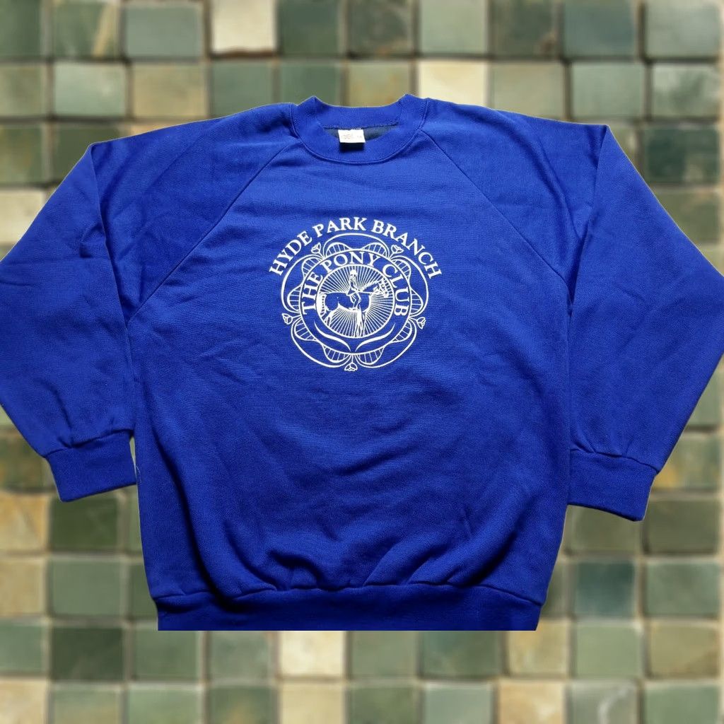 Vintage VINTAGE Hyde Park Branch The Pony Club BLUE SWEATER SHIRT Crew Neck Sweatshirt M Blue Mens Size US M / EU 48-50 / 2 - 1 Thumbnail