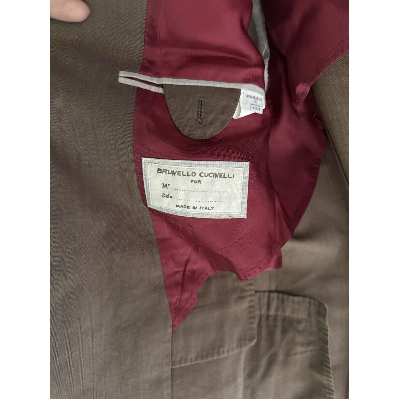 Brunello Cucinelli Brunello Cucinelli Brown Herringbone 100%cotton Blazer 52/42 Size 42R - 6 Thumbnail