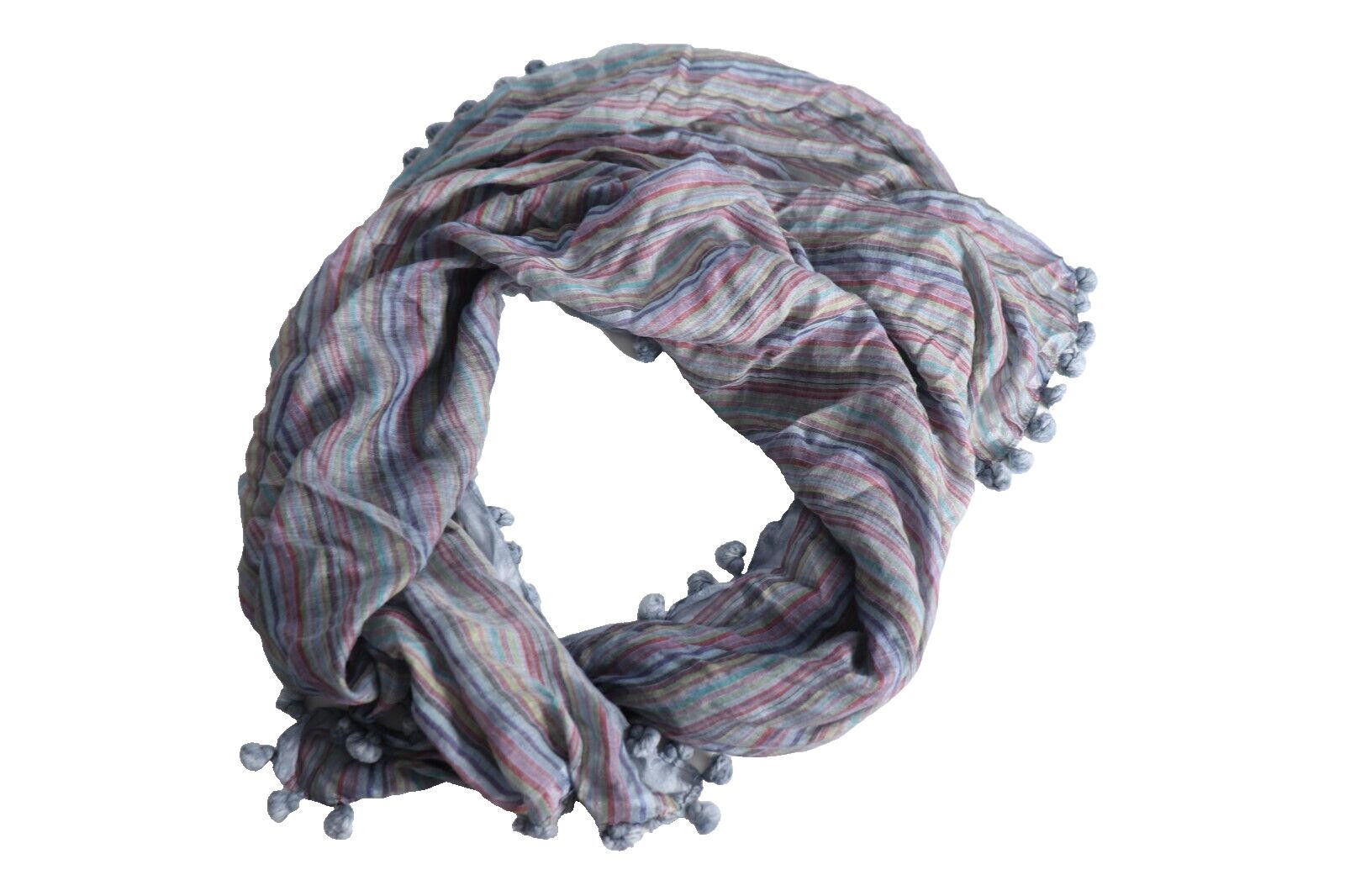 Designer Faliero Sarti Unisex 90 X 95 Blue Striped Sombrino Scarf NWT Size ONE SIZE - 7 Thumbnail