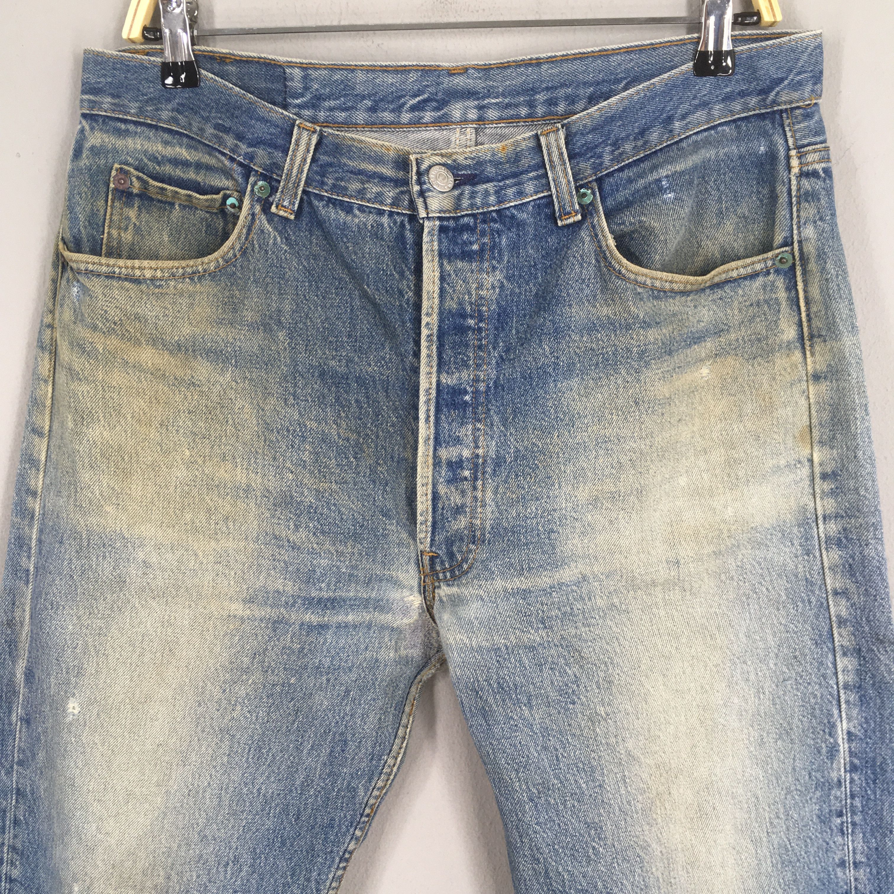 Size 34x29 Vintage 90s Levi's 501 Faded Blue Jeans