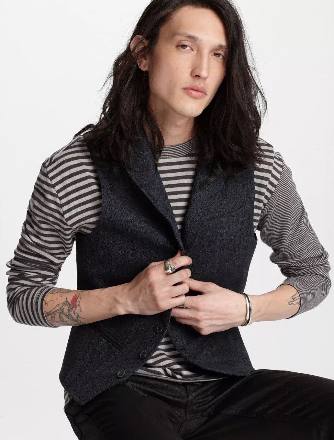 John Varvatos Denim peak lapel vest. 48 Size US M / EU 48-50 / 2 - 4 Thumbnail