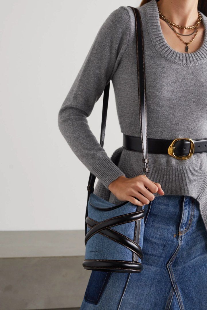 Alexander McQueen ALEXANDER MCQUEEN Curve compact denim leather bucket bag q Size ONE SIZE - 2 Thumbnail