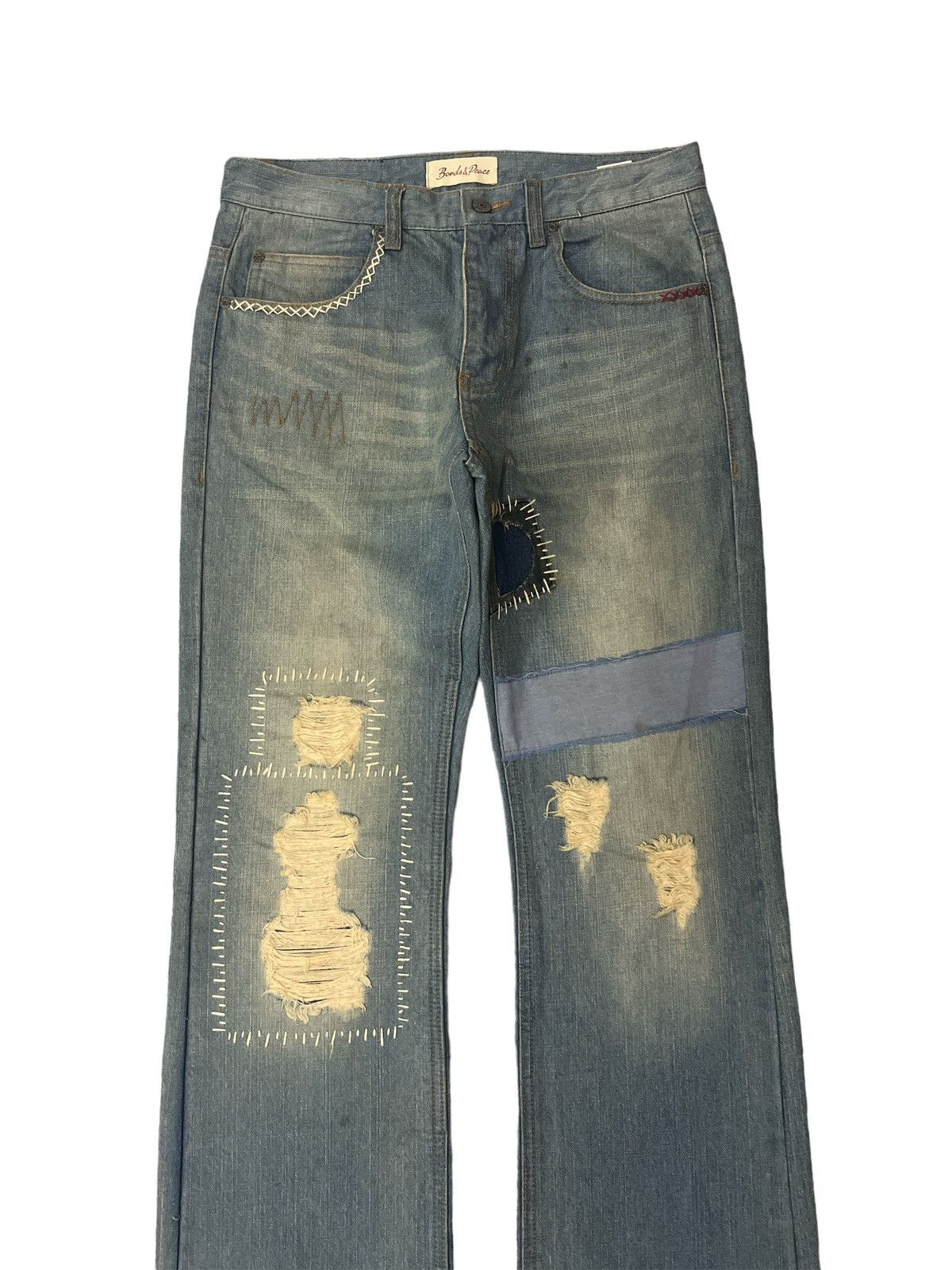 If Six Was Nine FLARED💥BONDS&PEACE SASHIKO BORO KAPITAL STYLE PANT Size US 30 / EU 46 - 3 Thumbnail