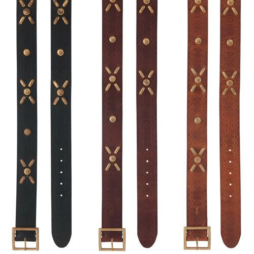 image of Visvim Embossed Studs Belt (Veggie) in Dark Brown, Men's (Size 32)