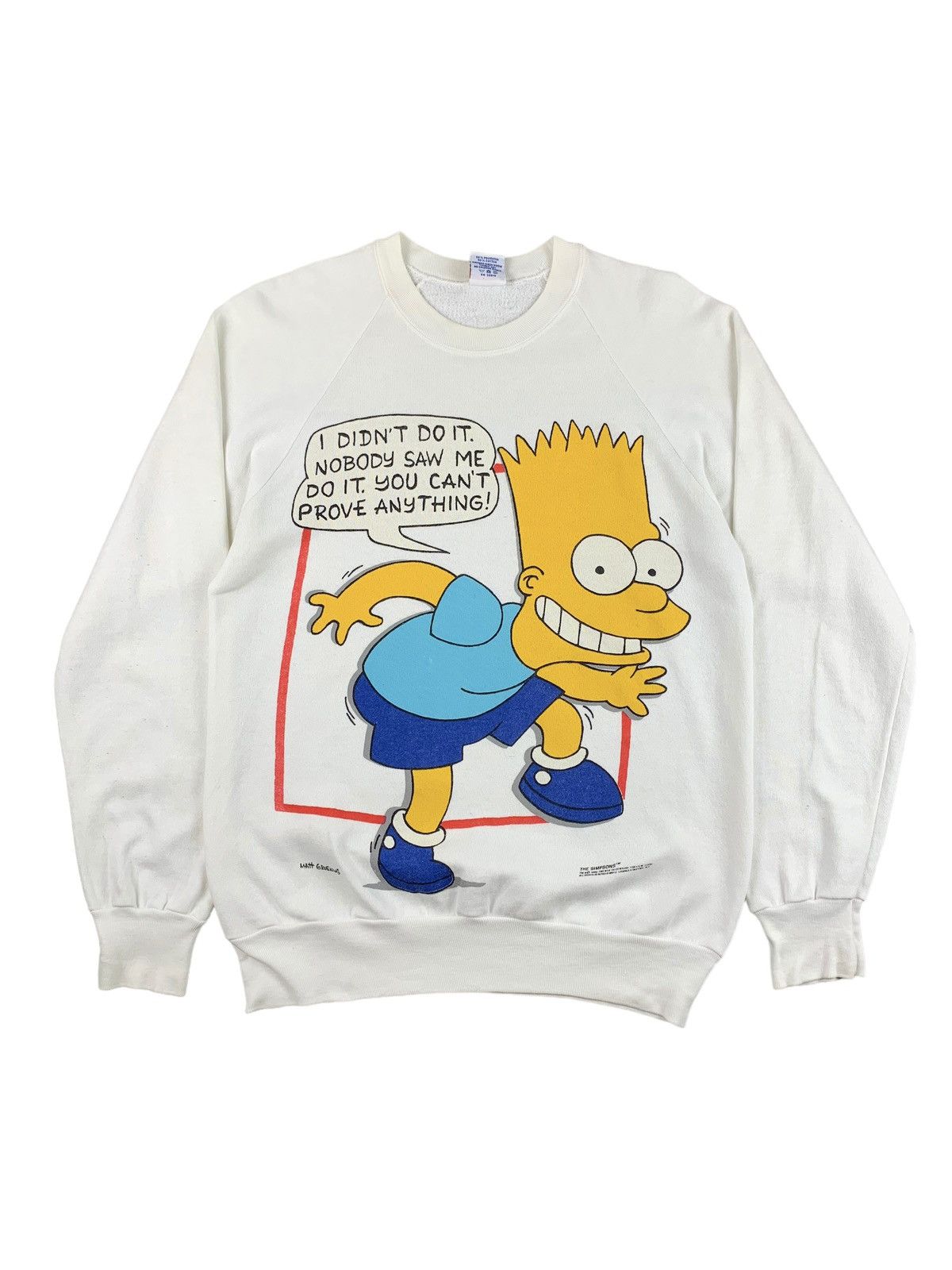 image of 1990 The Simpsons 50/50 Sweatshirt in White, Men's (Size Large)