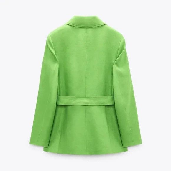 Zara Zara linen belted jacket apple green size XL, L available Size L / US 10 / IT 46 - 4 Thumbnail