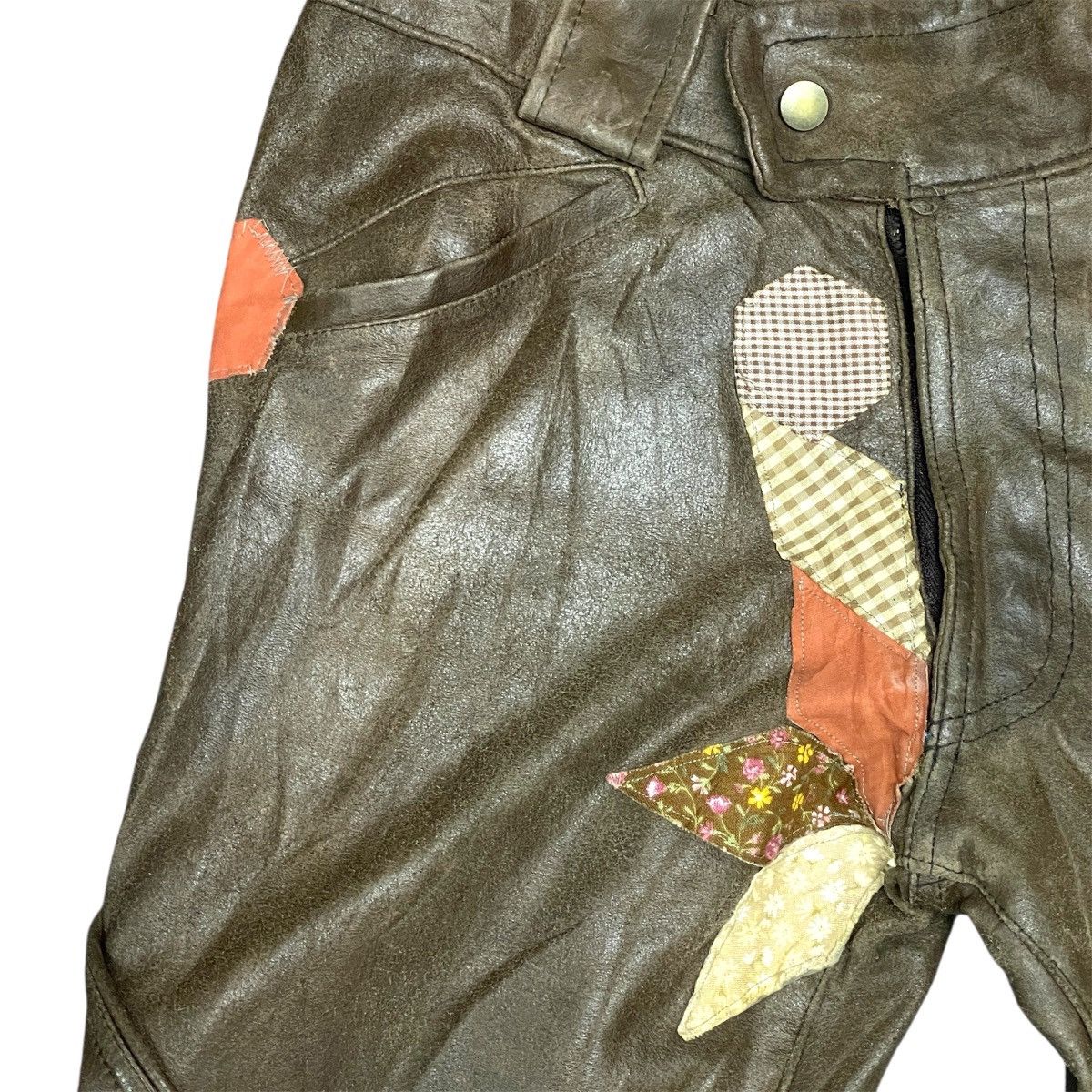 If Six Was Nine Vintage Wrong Seditionaries Patches Cowhide Leather Pants Size US 29 - 11 Thumbnail