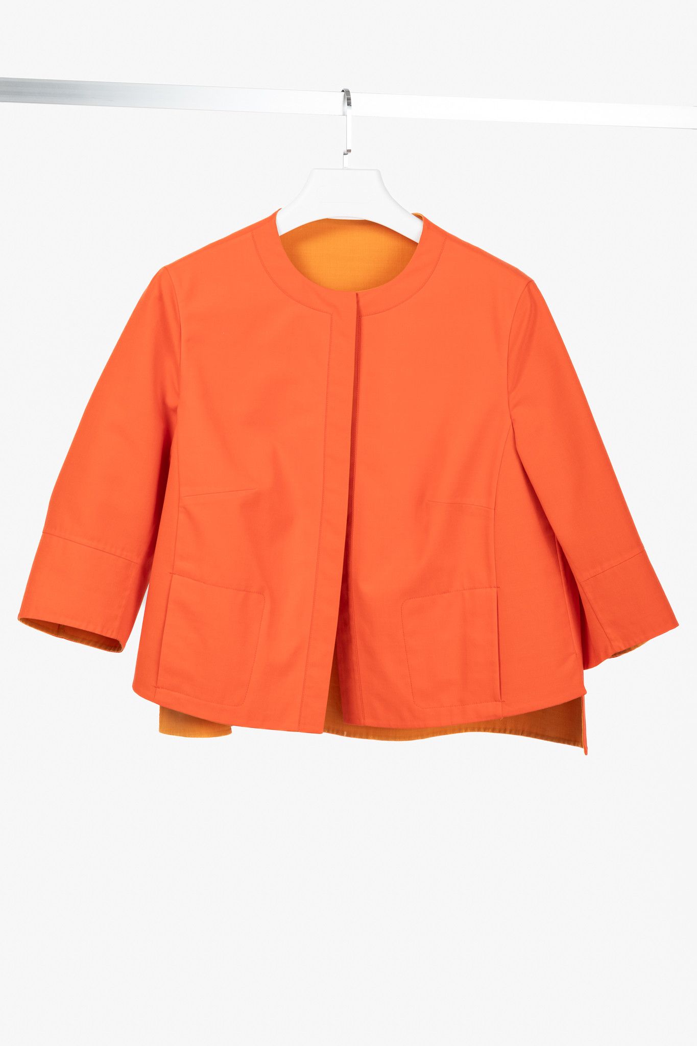 Akris Akris Reversible Firecracker Orange Cotton Trapeze Jacket Size XL / US 12-14 / IT 48-50 - 1 Thumbnail