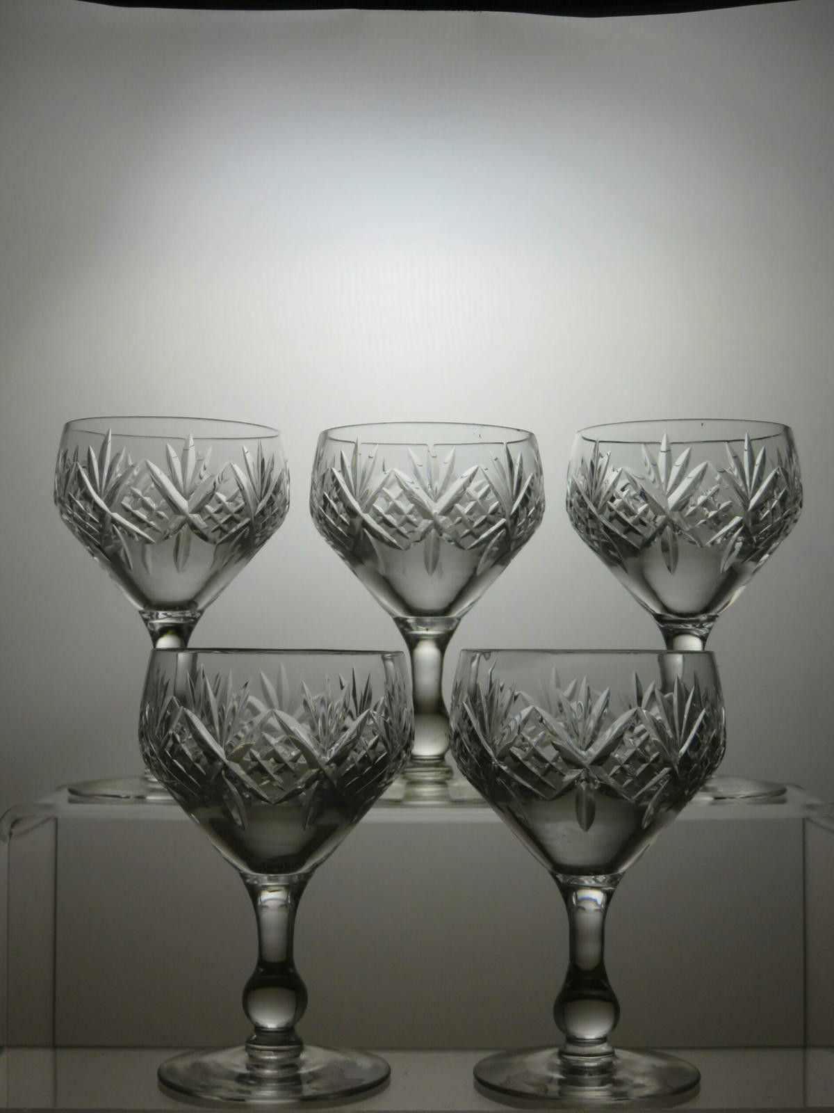 The Unbranded Brand Lead Crystal Cut Glass Set Of 5 Sherry Glasses 4" Size ONE SIZE - 2 Thumbnail