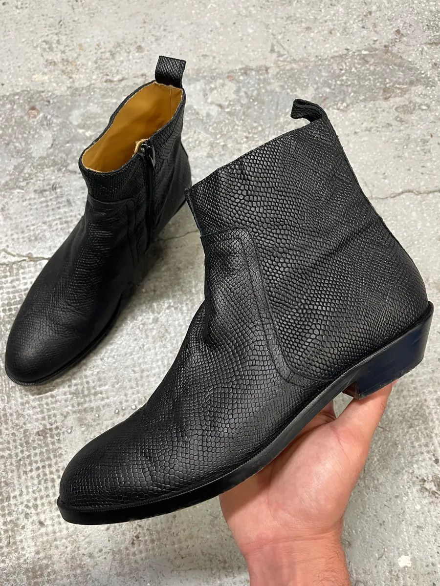 Maison Margiela Maison Margiela Black Grained Leather Boots Size US 8.5 / IT 38.5 - 1 Thumbnail