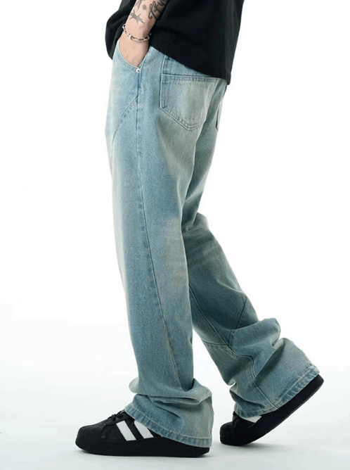 Japanese Brand × Jean Washed distressed straight loose simple blue casual jeans Size US 32 / EU 48 - 4 Thumbnail