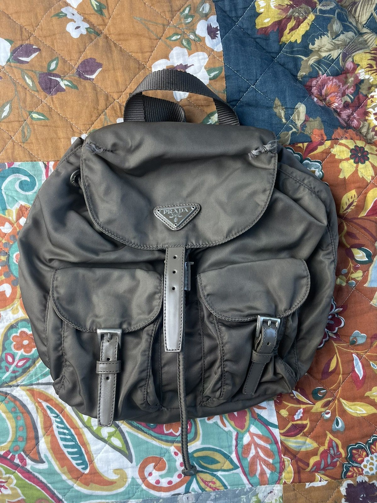 Pre-owned Prada Mini Backpack In Olive
