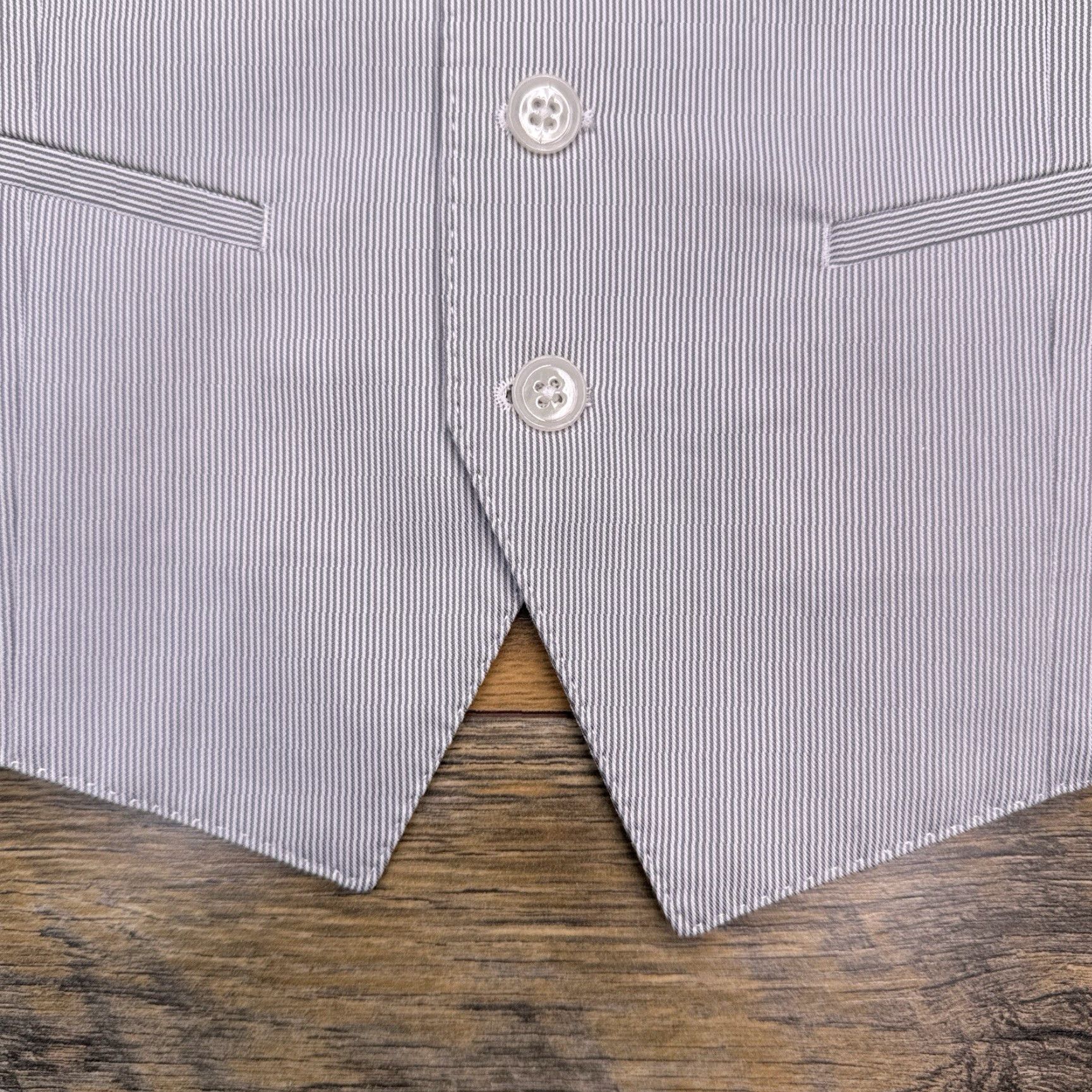 Express Express Vest Mens Medium White Gray Striped Jacket Front Button Five-Button Single-Breasted Suit Vest Cotton Blend Rayon Vintage No Size US M / EU 48-50 / 2 - 7 Thumbnail