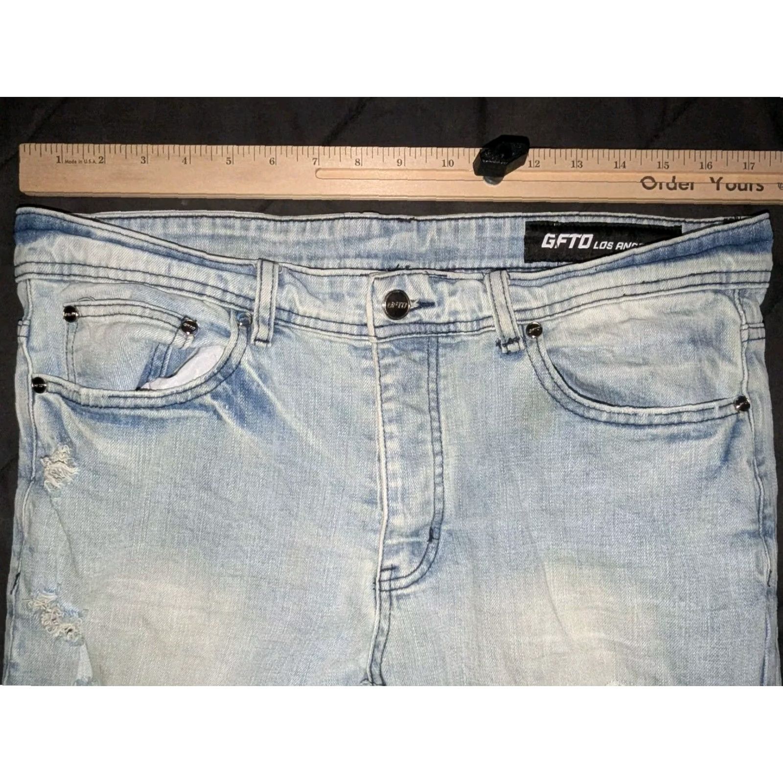 Vintage GFTD Los Angeles Jeans - Denim Jeans - 34 Waist 32 Inseam - Distressed Skinny Blue Mens Size US 34 / EU 50 - 7 Thumbnail