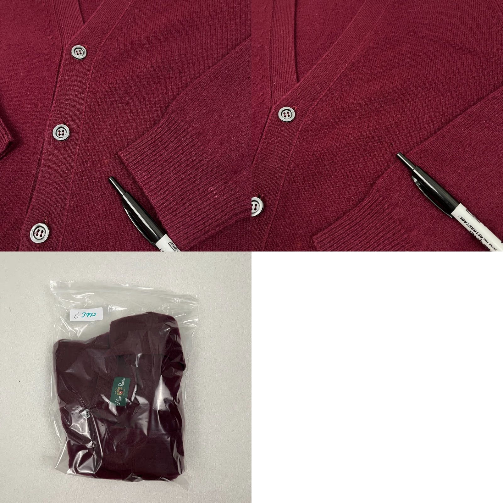 Vintage Alan Paine Cardigan UK 42 Burgundy Lambs Wool Grandpa Sweater Jumper V-Neck Mens Size US L / EU 52-54 / 3 - 8 Thumbnail