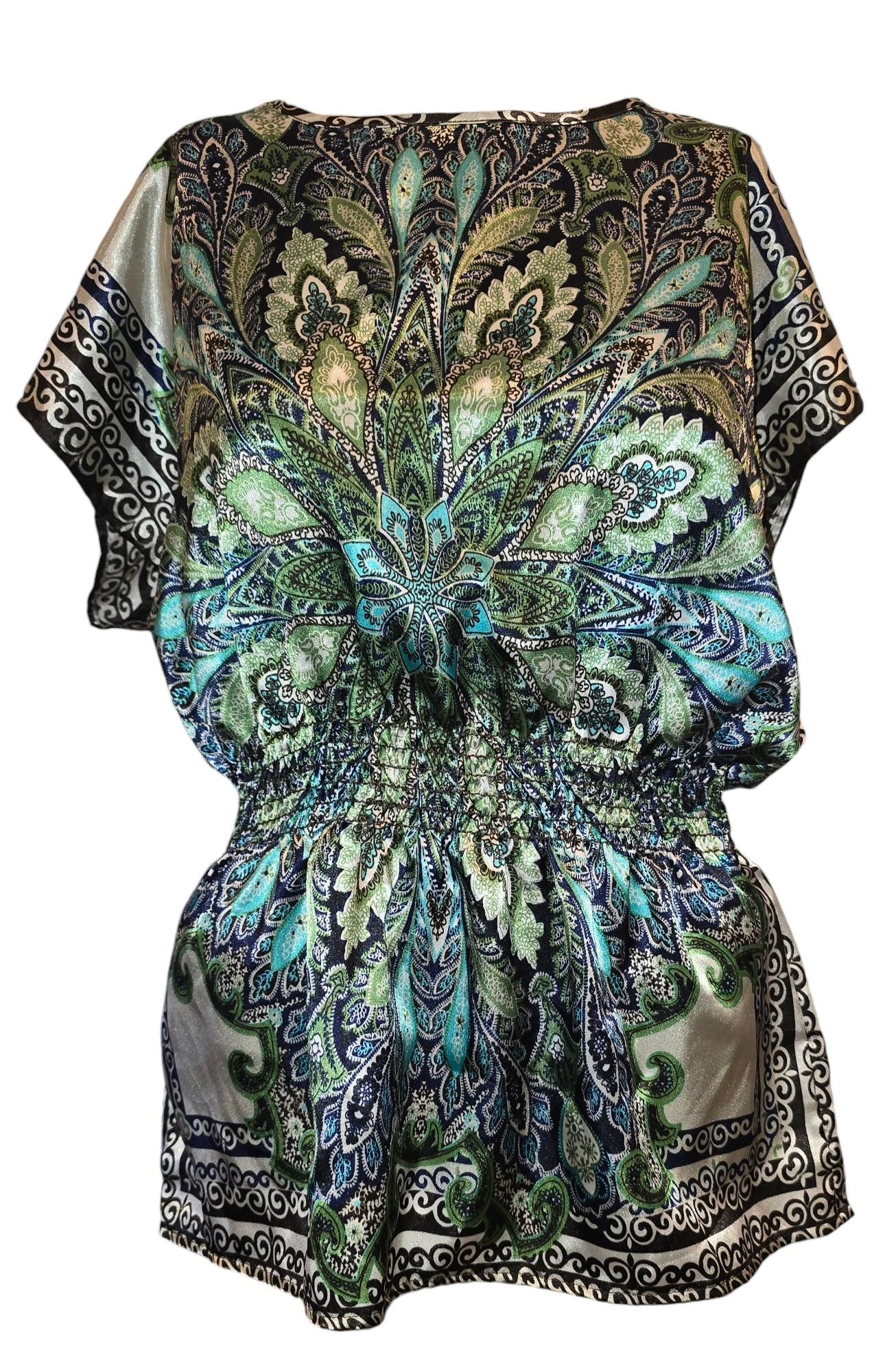 Designer Vibrant Floral Print Short Sleeve Kamono Top Size M / US 6-8 / IT 42-44 - 1 Thumbnail