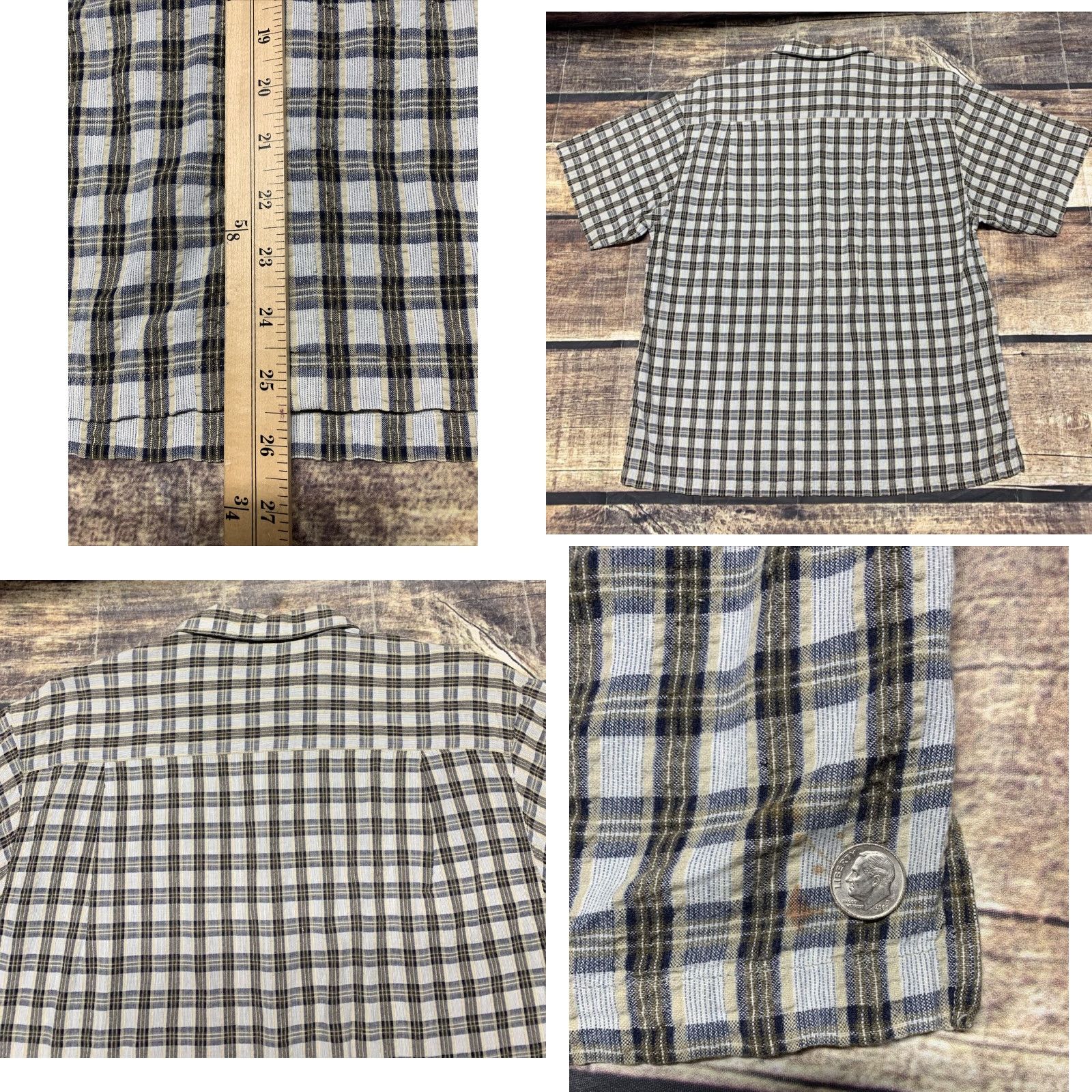 Vintage Columbia Button-Up Shirt Men Regular Short Sleeve Plaid Blue Brown Cream USA USA Theme Size US L / EU 52-54 / 3 - 8 Thumbnail