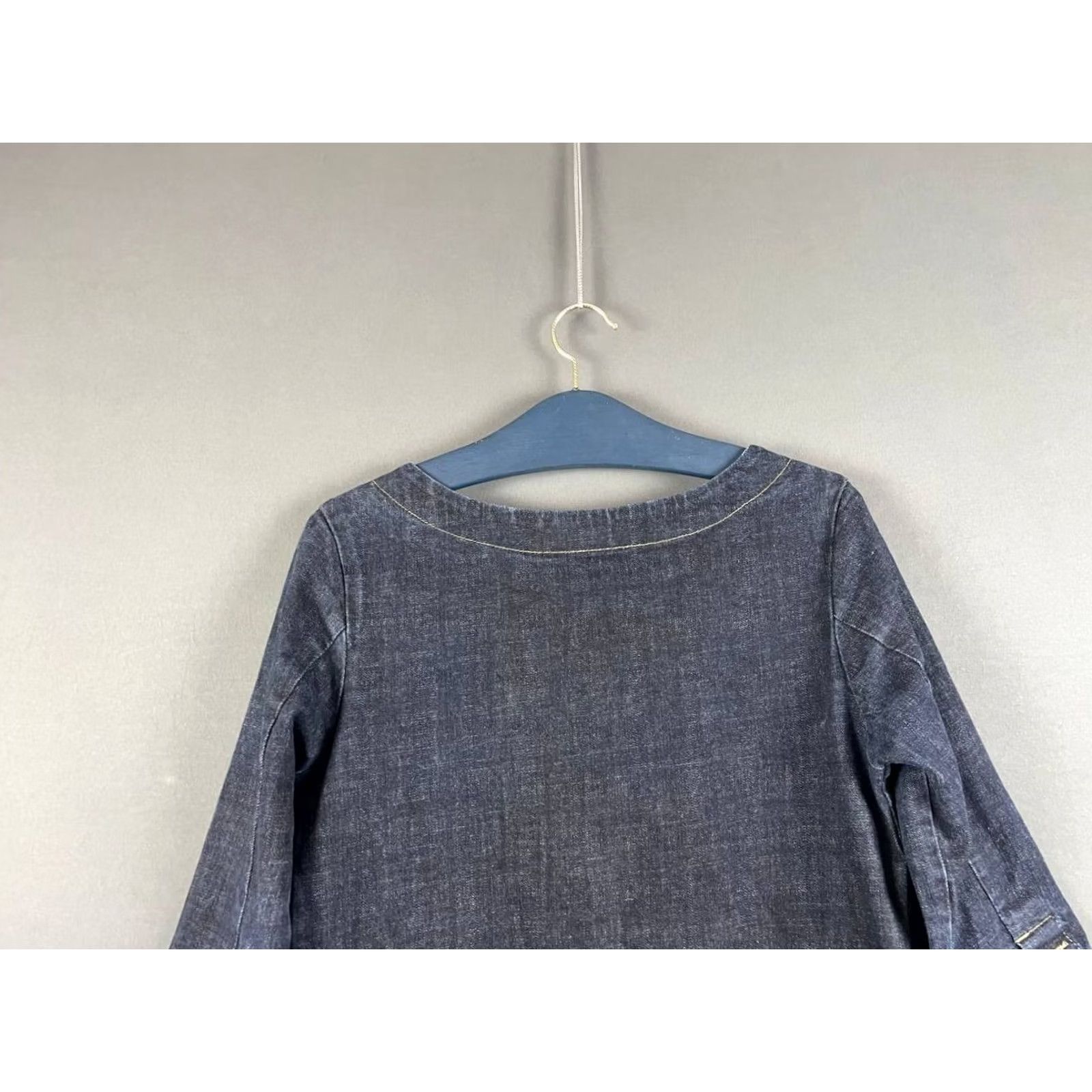 Vintage U.S. BUYERS: PLEASE NOTE Toast Womens Tunic Dress Size 12 Blue Denim Cotton Scoop Neck Long Sleeve Size XL / US 12-14 / IT 48-50 - 7 Thumbnail