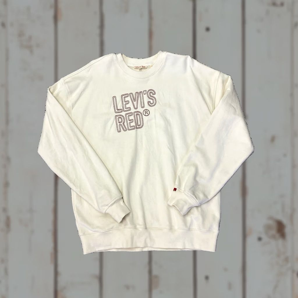 Levi's Levi's Sweatshirt Mens Medium Crew Neck Pullover Knit Logo Red Beige 90s Classic Running & Jogging Size US M / EU 48-50 / 2 - 1 Thumbnail