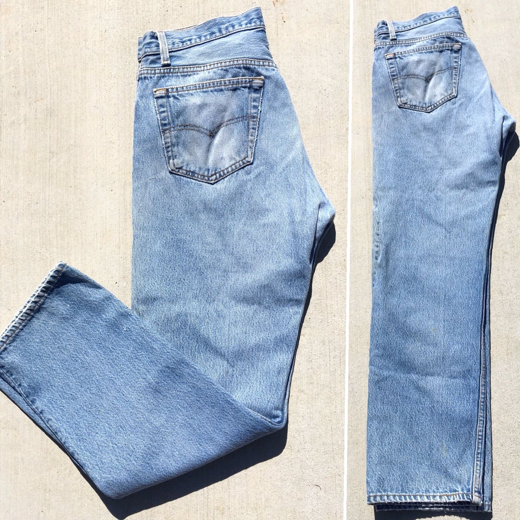 Vintage VINTAGE Levi’s 501 Jeans Button Fly 35 33 Measure 31.5 x 29.25 Distressed Blue Denim Made in USA Mens/Womens Jeans 501xx Size US 30 / EU 46 - 3 Thumbnail