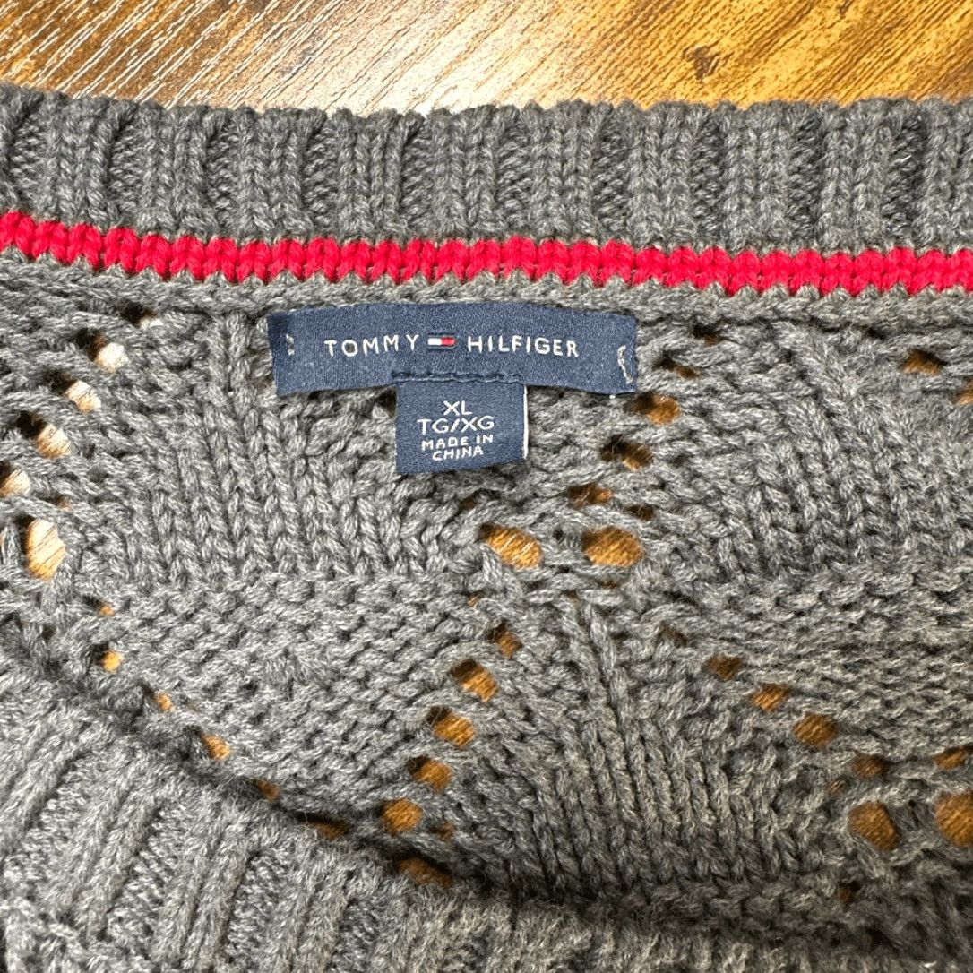 Tommy Hilfiger Tommy Hilfiger Diamond Knit Sweater Womens XL Gray Crew Neck Preppy Golf Pullover Size XL / US 12-14 / IT 48-50 - 5 Thumbnail