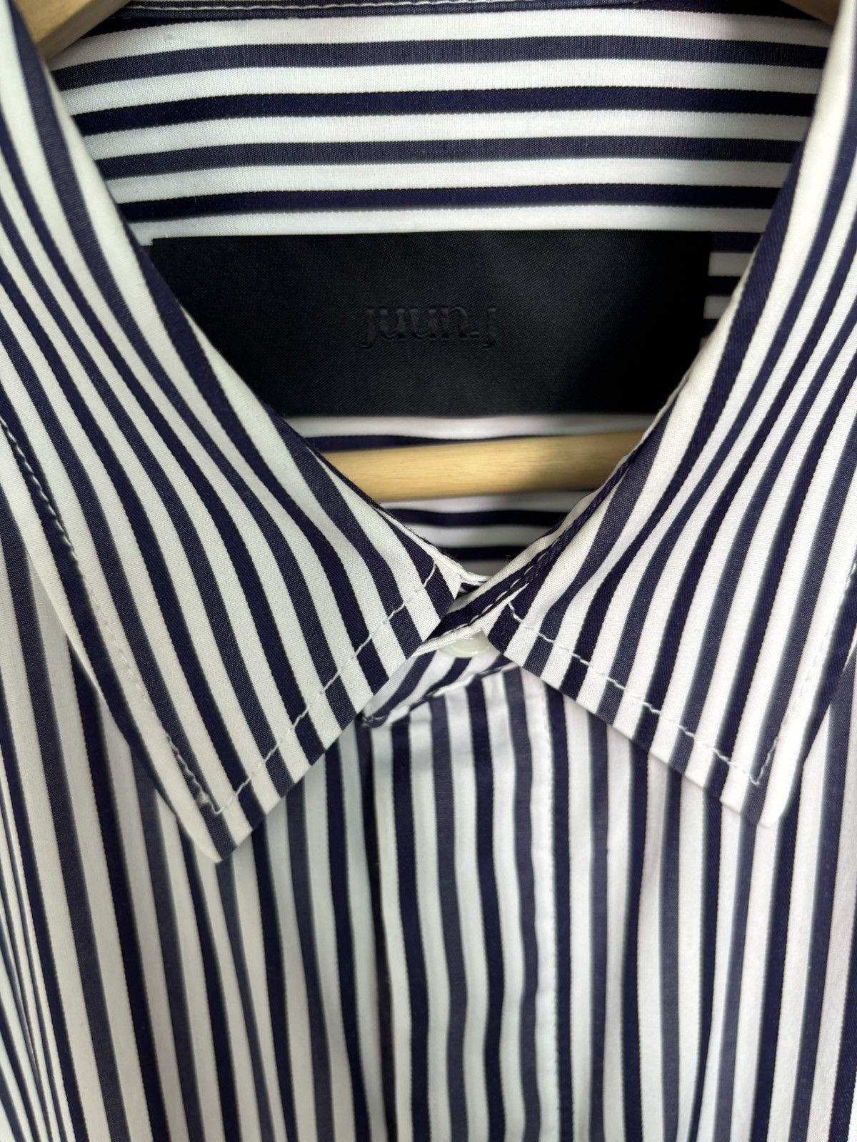 Juun.J Juun.J Navy Striped Cotton Shirt Size US M / EU 48-50 / 2 - 3 Thumbnail