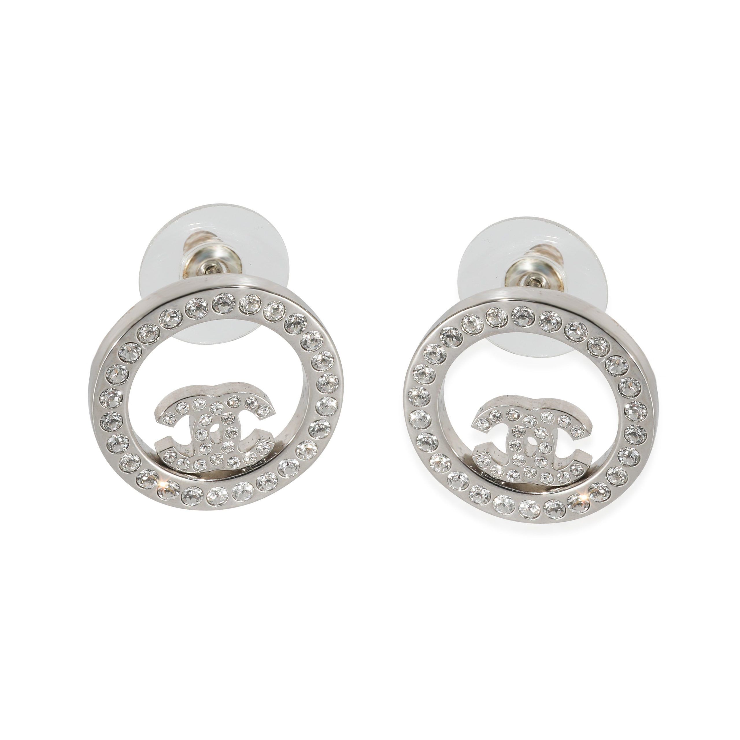 Chanel Silver Tone Chanel 2021 CC Strass Earrings Size ONE SIZE - 1 Thumbnail
