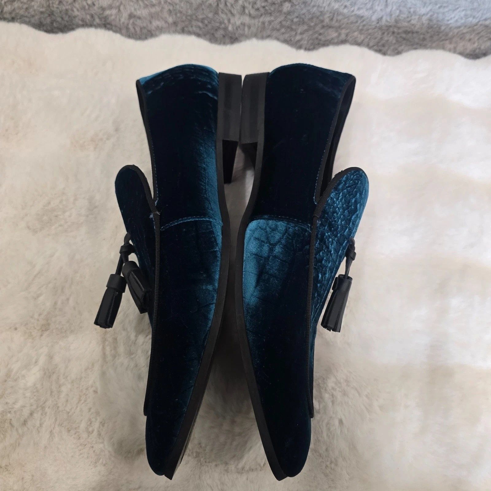 Kurt Geiger Kurt Geiger Turquoise Velvet Croc Emboss Venetian Loafer41.5 Size US 8.5 / EU 41-42 - 5 Thumbnail