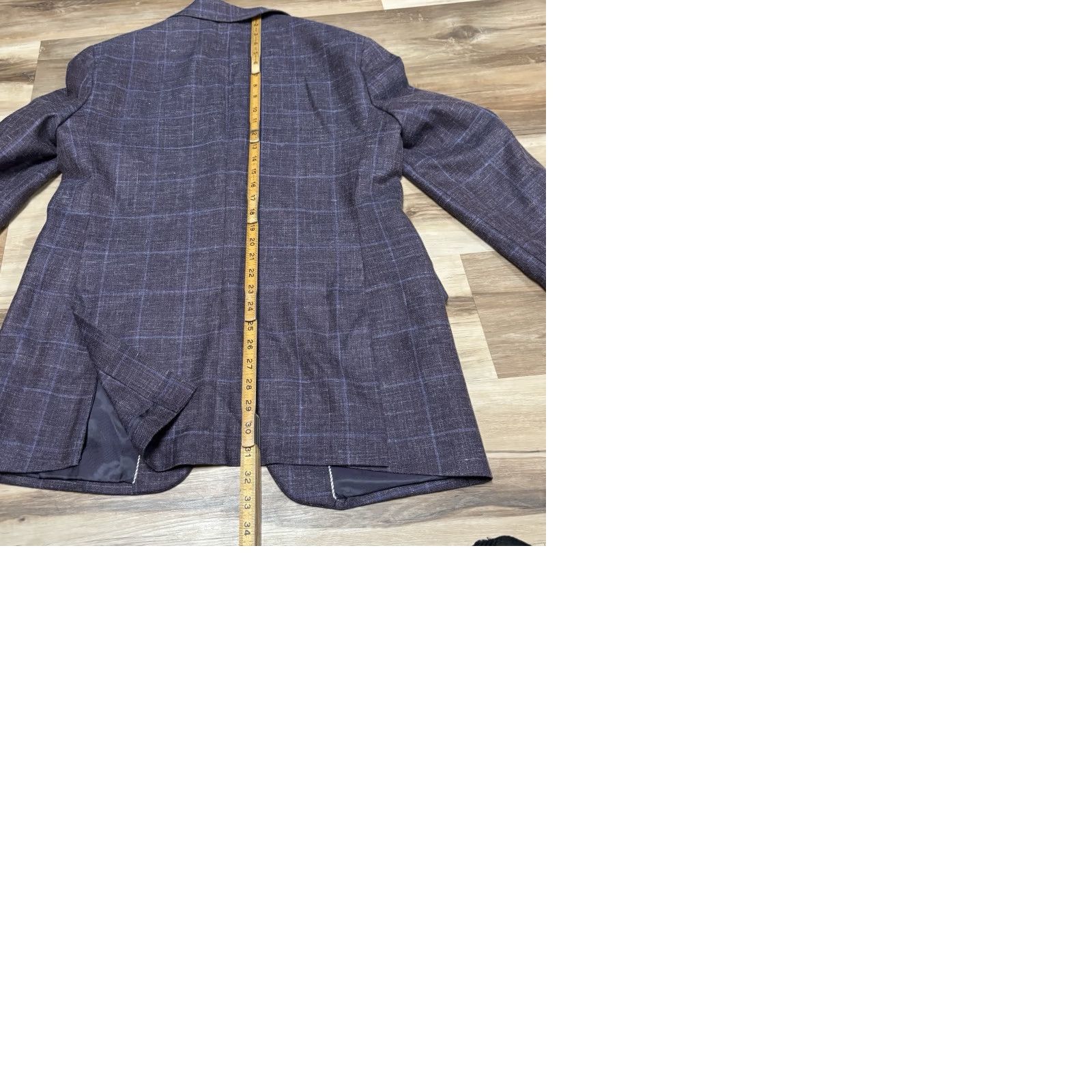 Joseph Abboud Joseph Abboud Sport Coat 40L Purple Plaid Linen Wool 2 Button Slim Half Lined Size US XXS / EU 40 - 9 Thumbnail