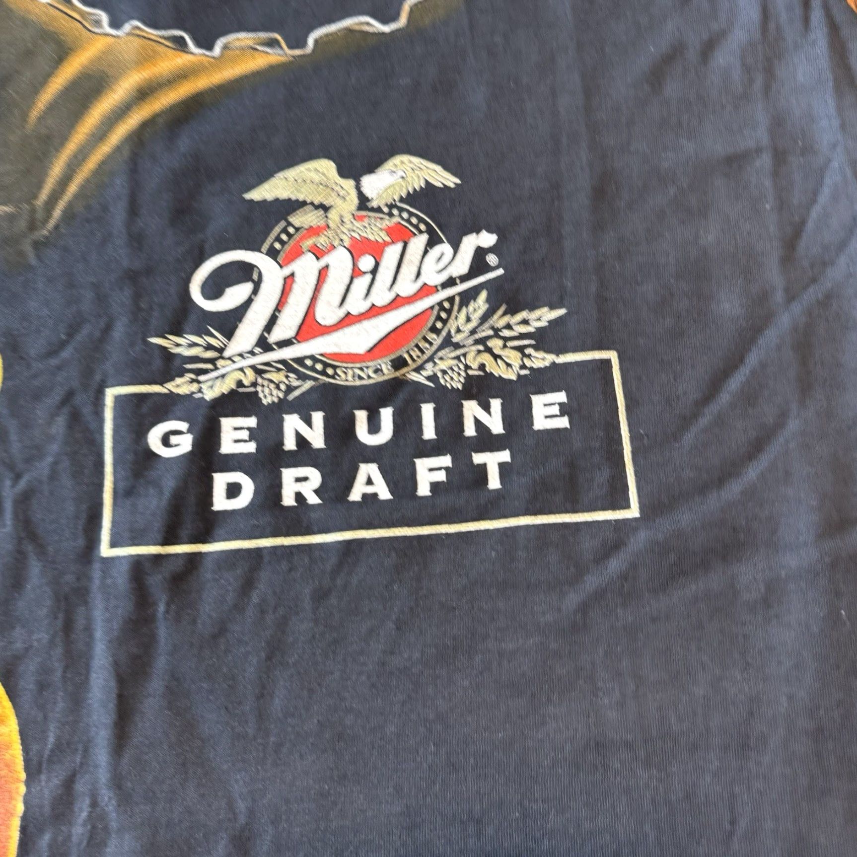 Fruit Of The Loom VINTAGE Miller Genuine Draft T-Shirt Logo Graphic Tee Unisex Adults 90s Black MGD USA 100% Cotton Short Sleeve Size L Size US L / EU 52-54 / 3 - 5 Thumbnail