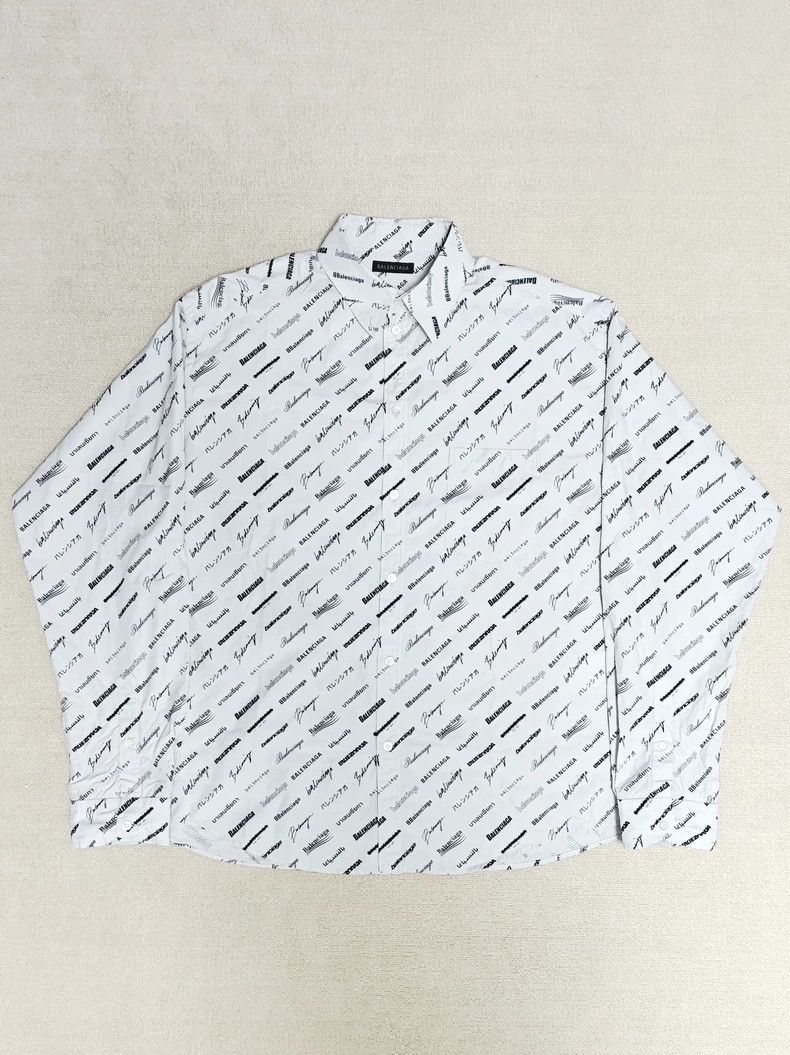 Balenciaga Balenciaga size 38 23ss Full Letter Logo Long Sleeve Shirt Size US M / EU 48-50 / 2 - 1 Thumbnail