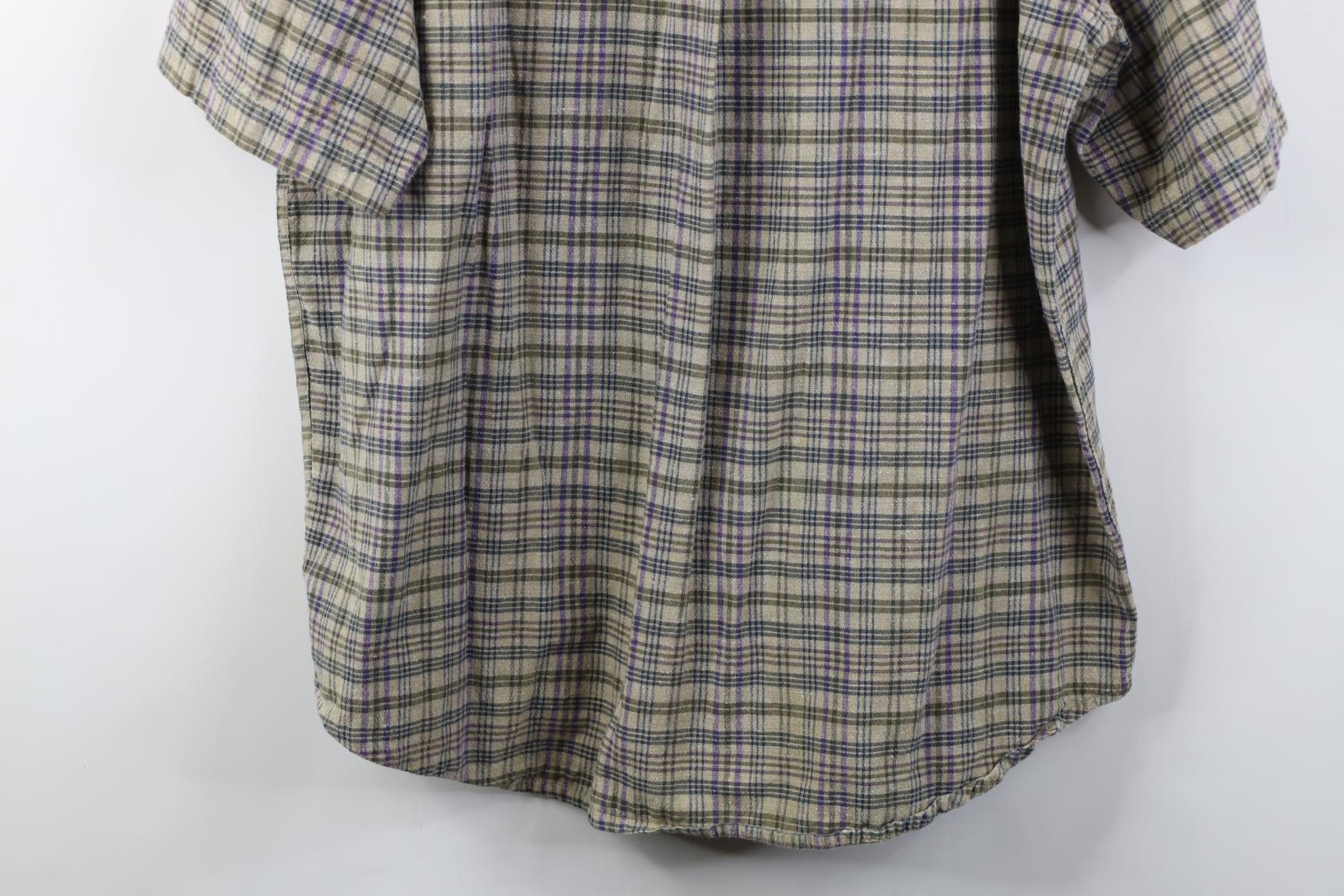 Vintage Vintage 90s Streetwear Linen Blend Baggy Collared Down Shirt Size US XL / EU 56 / 4 - 14 Thumbnail