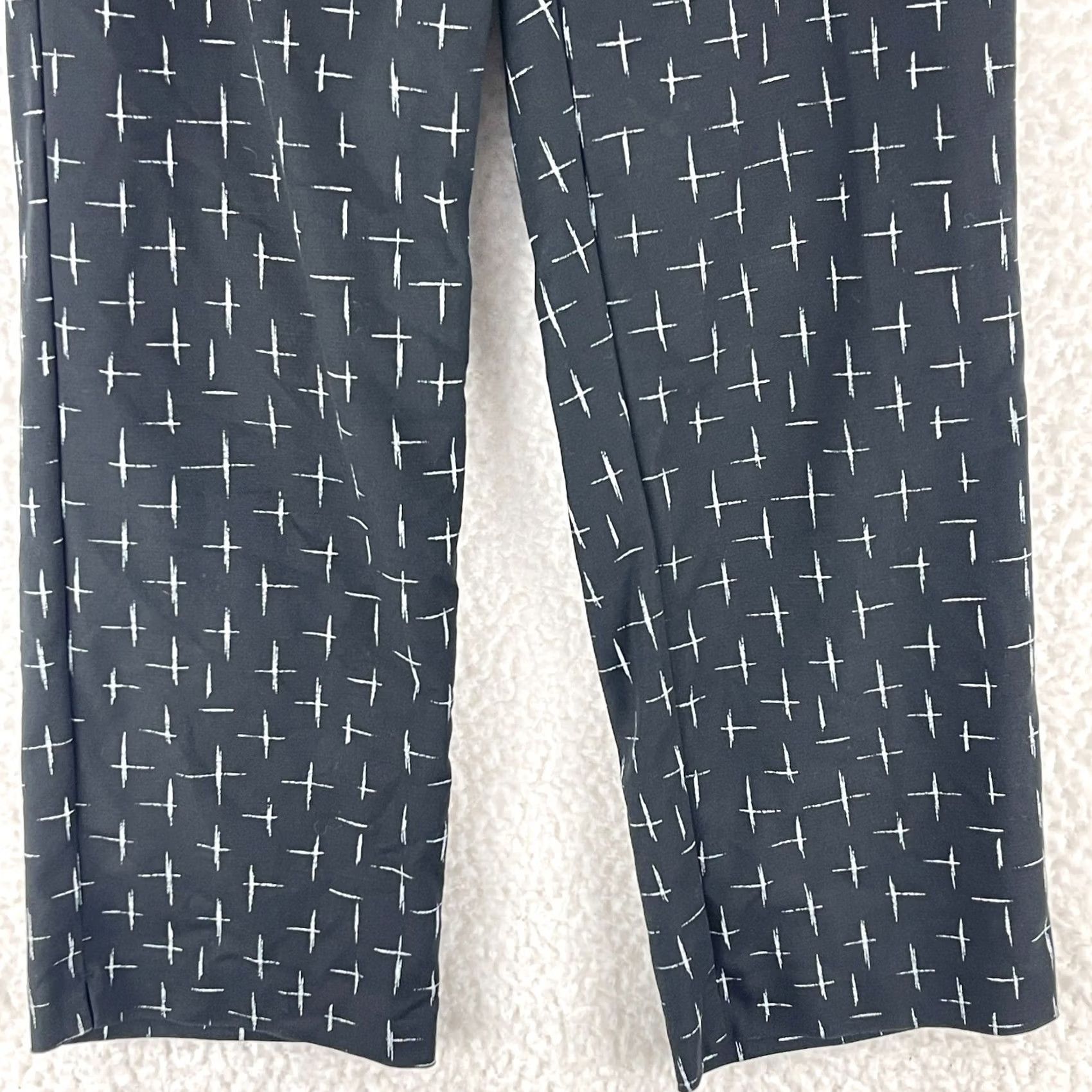 J. Jill J. Jill Black Print Flat Front Cropped Pants Womens Size 6 Geometric Cropped Straight Leg Casual Ready-to-Wear Women’s Pants Size 28" / US 6 / IT 42 - 5 Thumbnail
