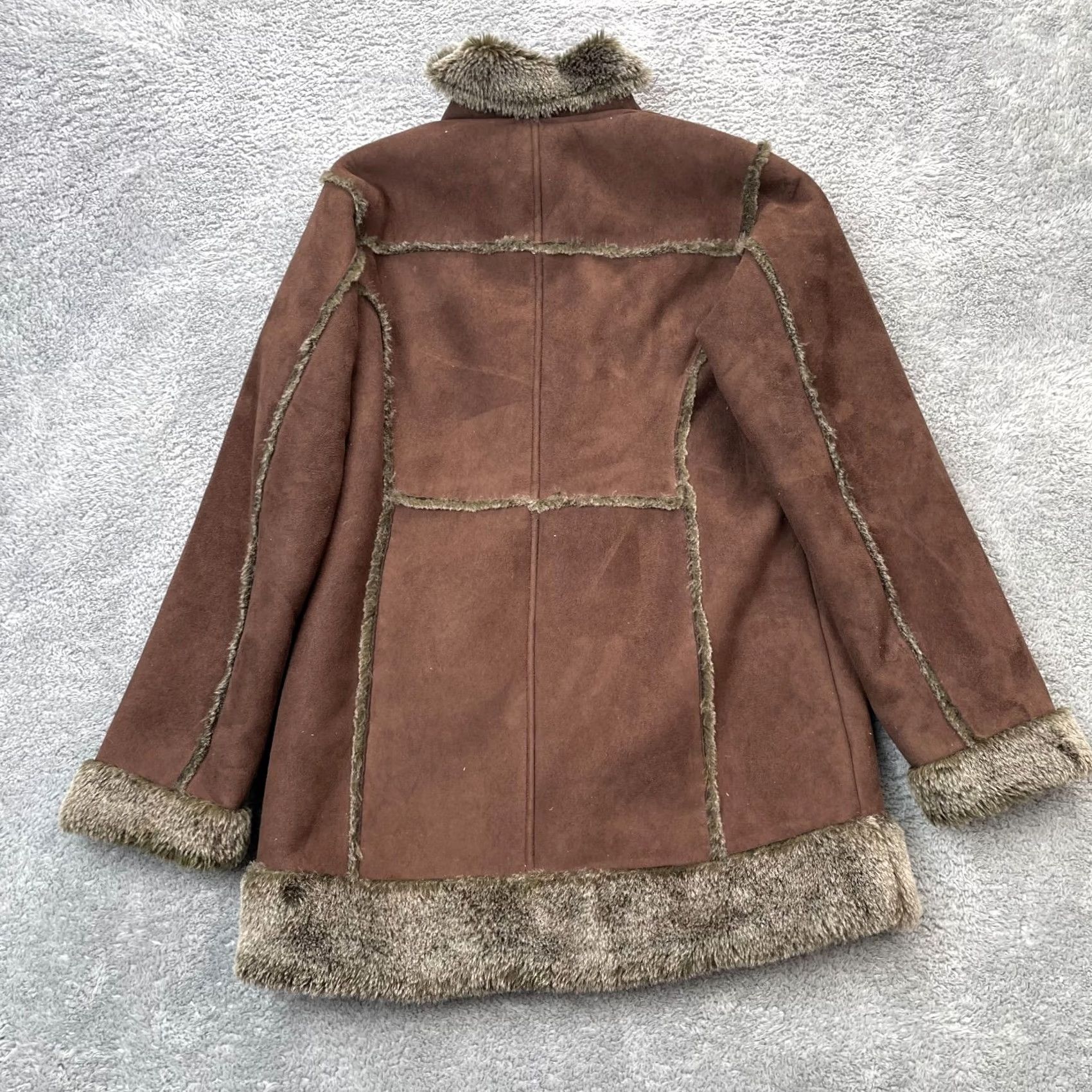 Cherokee VINTAGE Cherokee Coat Womens L Brown Faux Suede Fur Sherpa Lined Jacket Full Zip Coat Size L / US 10 / IT 46 - 7 Thumbnail