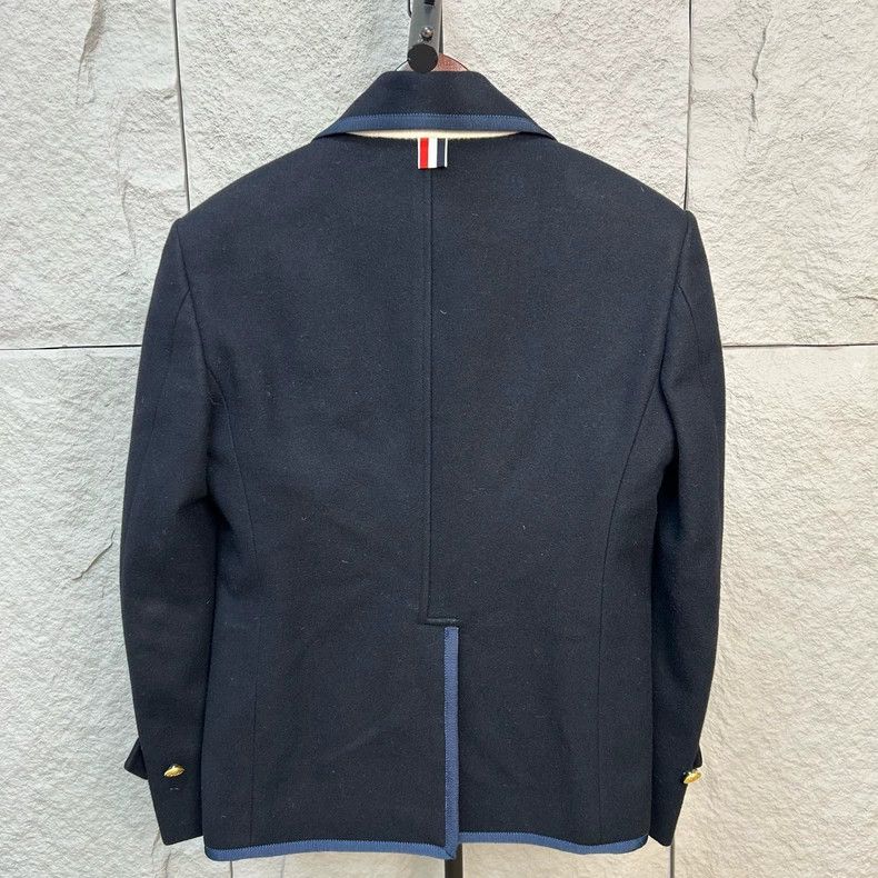 Thom Browne Thom Browne size0 Navy blue double snap coat Size 36R - 2 Thumbnail