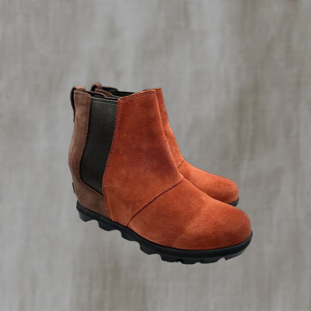 SOREL Sorel Boots Womens 8.5 Orange Suede Chelsea Ankle Lug Sole Booties - Brown Accent, Casual, Round Toe, Wedge Heel Size US 9 / IT 39 - 1 Thumbnail