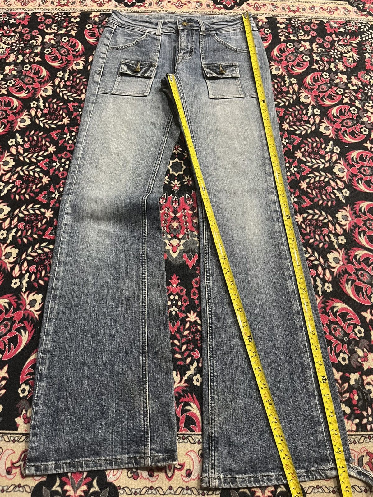 If Six Was Nine ⚡️Flare⚡️Vintage Japanese Blue Washed Bush Pant Frayed Jeans Size US 28 / EU 44 - 12 Thumbnail