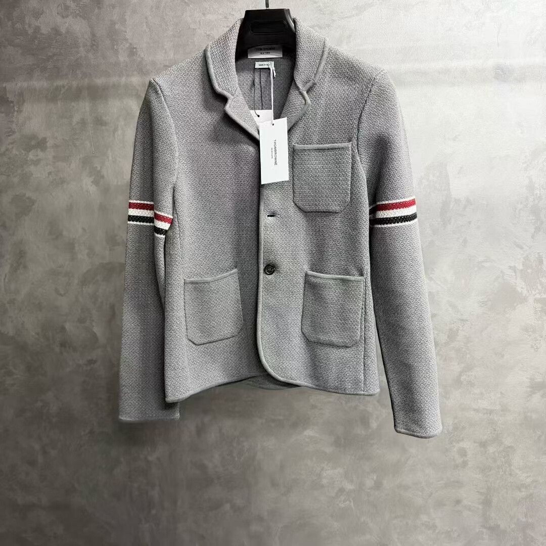 Thom Browne thom browne gray striped arm band jacket Size US S / EU 44-46 / 1 - 1 Thumbnail