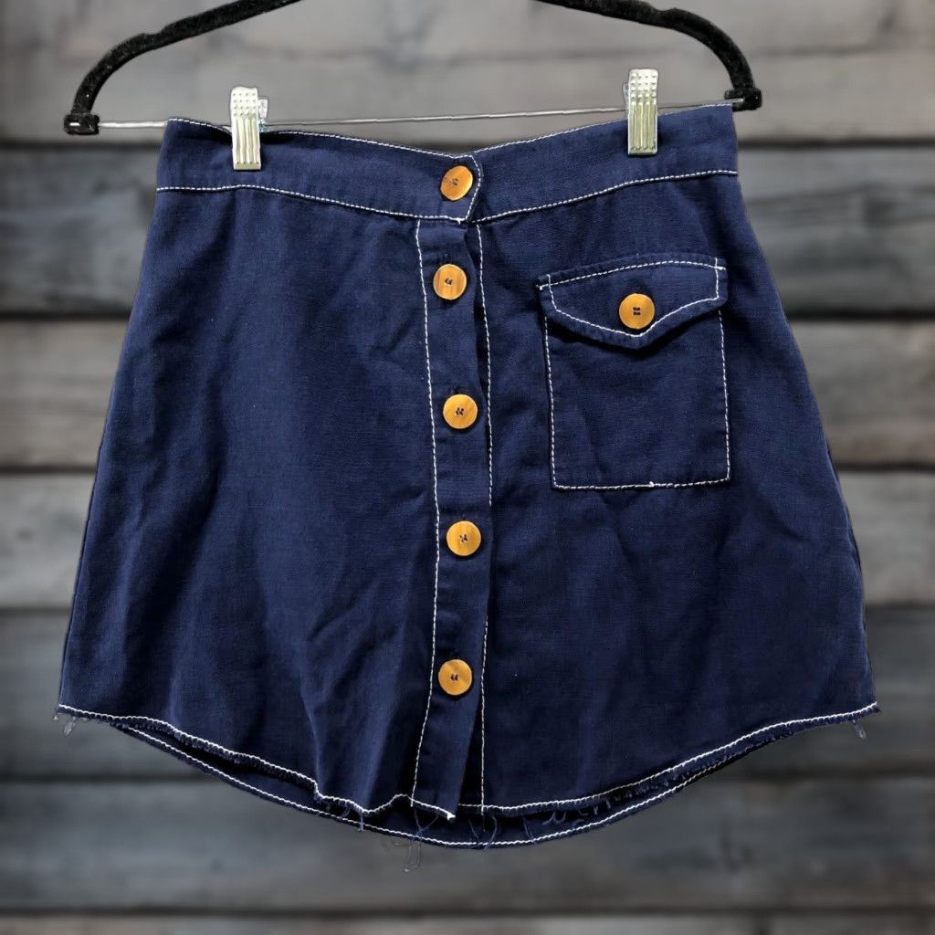 Zara Zara Women's Denim Mini Skirt M Blue Button Front High Rise Casual Lightweight Cotton 90s Style Size 32" / US 10 / IT 46 - 1 Thumbnail