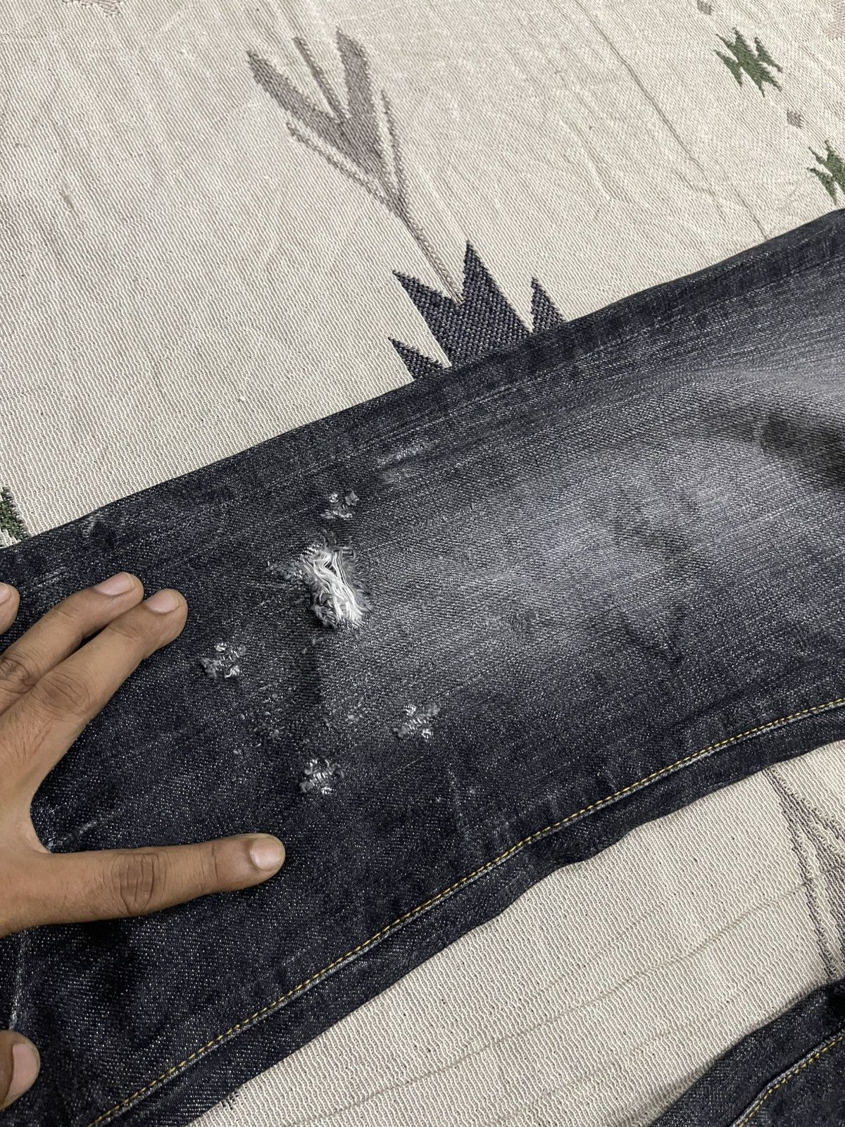 If Six Was Nine 2000s BLUE WAY DISTRESSED MUDMAD IF6WAS9 STYLE DENIM JEANS Size US 32 / EU 48 - 6 Thumbnail