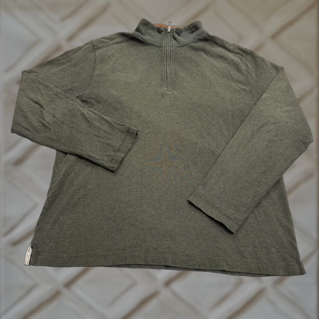 J.Crew J.CREW Sweatshirt Mens Large Olive Green 1/4 Zip Cotton All Seasons Outdoor Hiking Mens Size US L / EU 52-54 / 3 - 1 Thumbnail