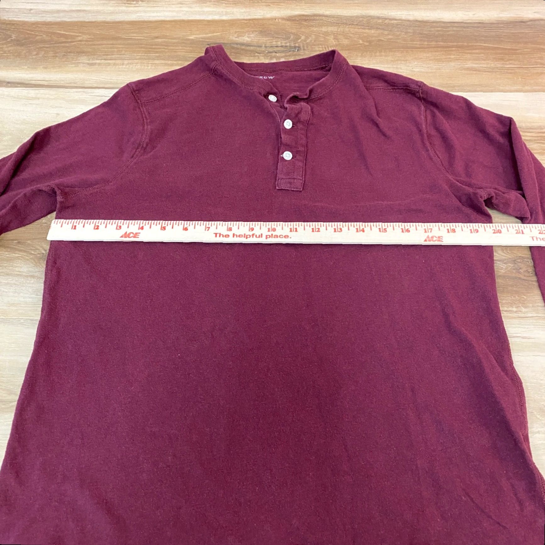 J.Crew J. Crew Mens Shirt Henley Long Sleeve Cranberry Red Cotton Jersey Tee Light Regular Fit Size US L / EU 52-54 / 3 - 7 Thumbnail