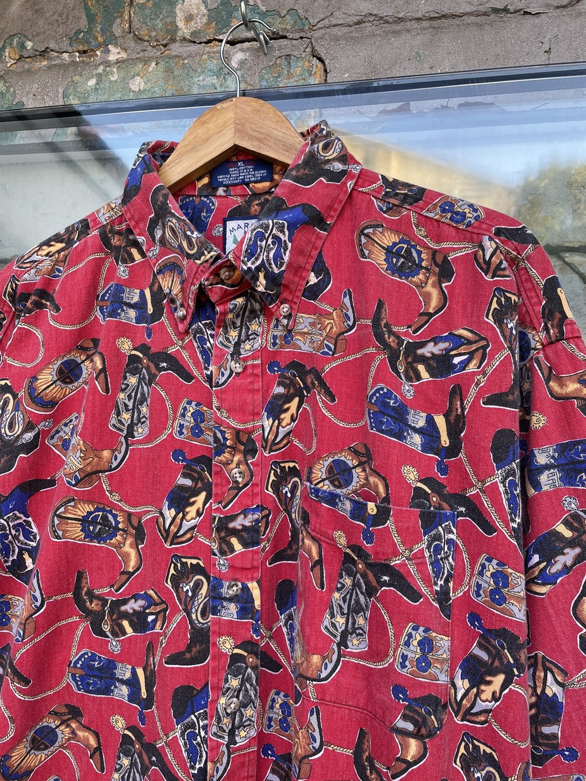 Vintage Vintage Western Red Printed Casual Shirt Size US XL / EU 56 / 4 - 3 Thumbnail