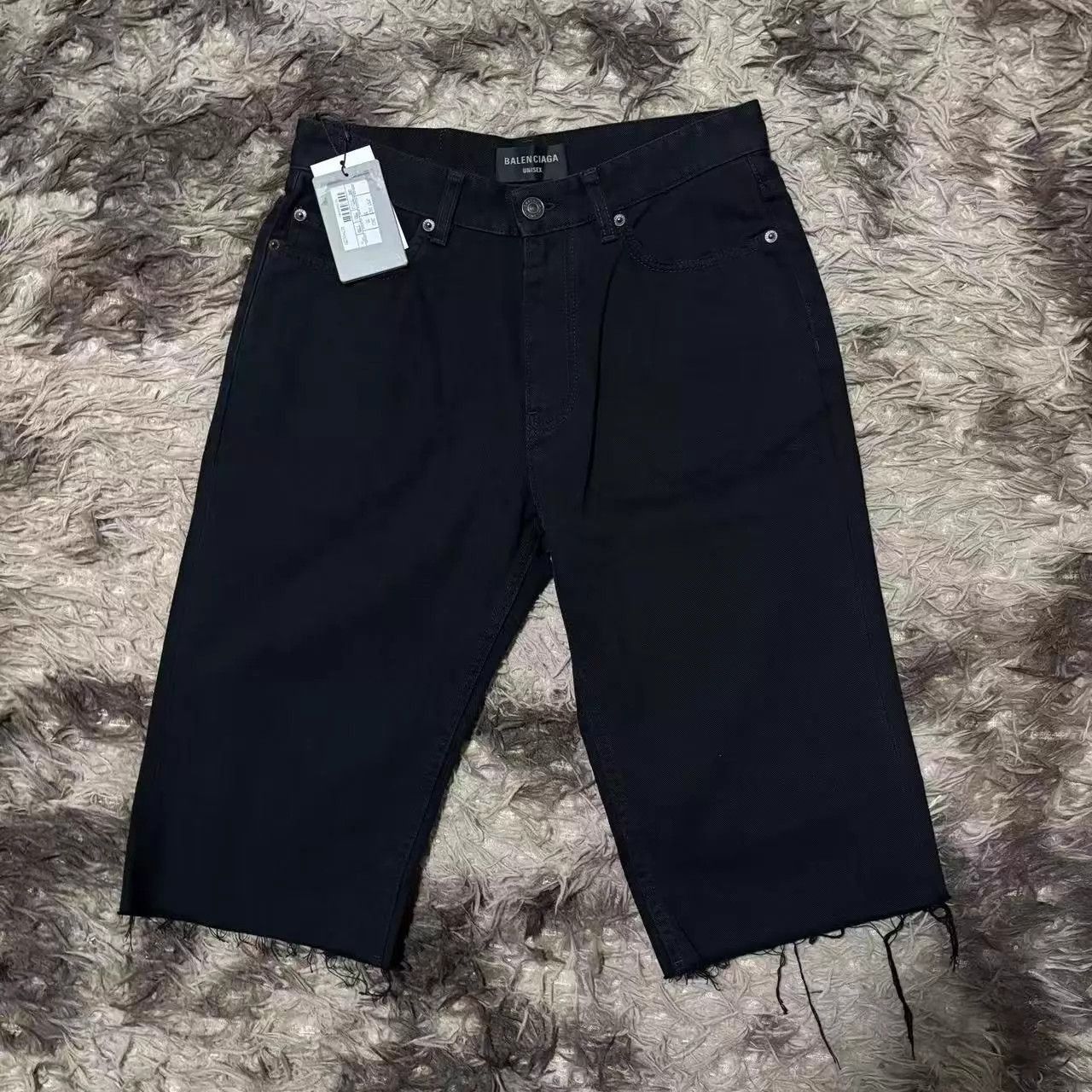 Balenciaga Black Denim Shorts with Fringe Hem Size 32 Size US 32 / EU 48 - 1 Thumbnail